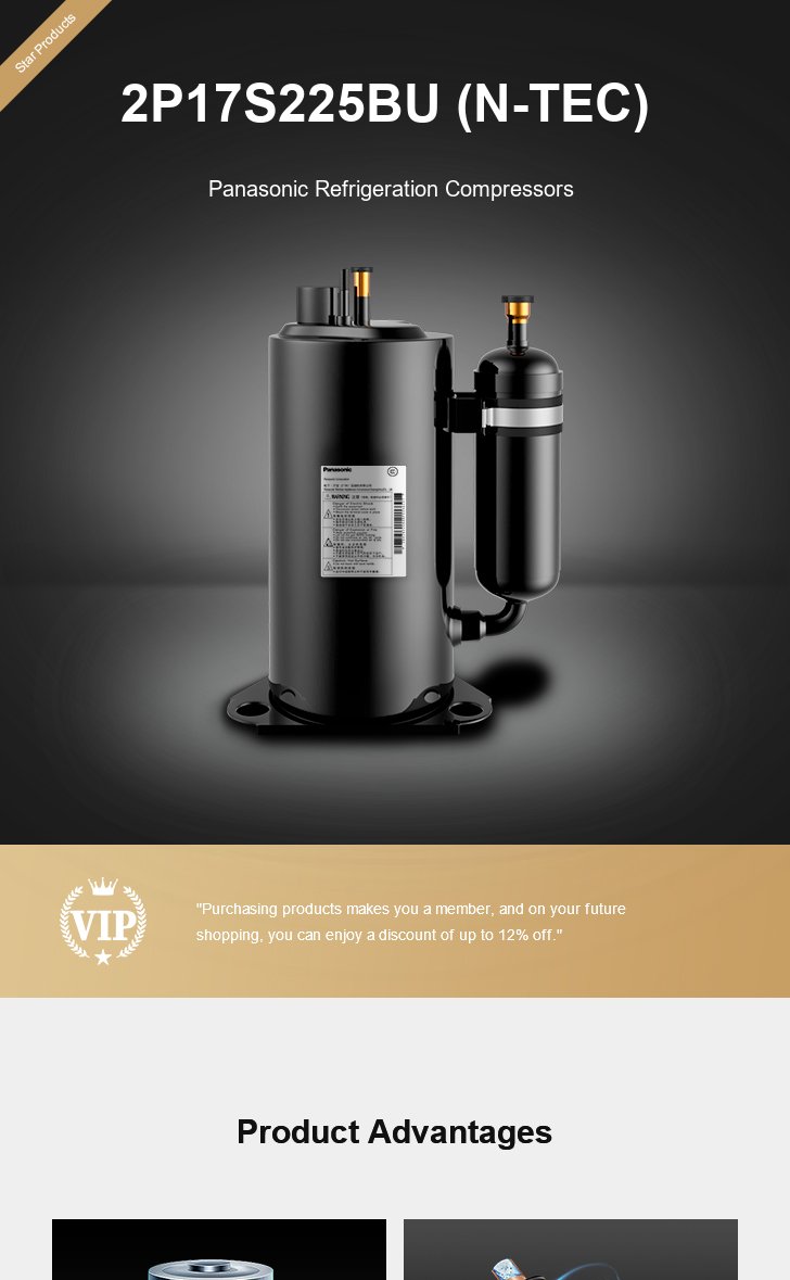 Panasonic Compressor 2P17S225BU (N-TEC), technical parameters pdf, structure diagram